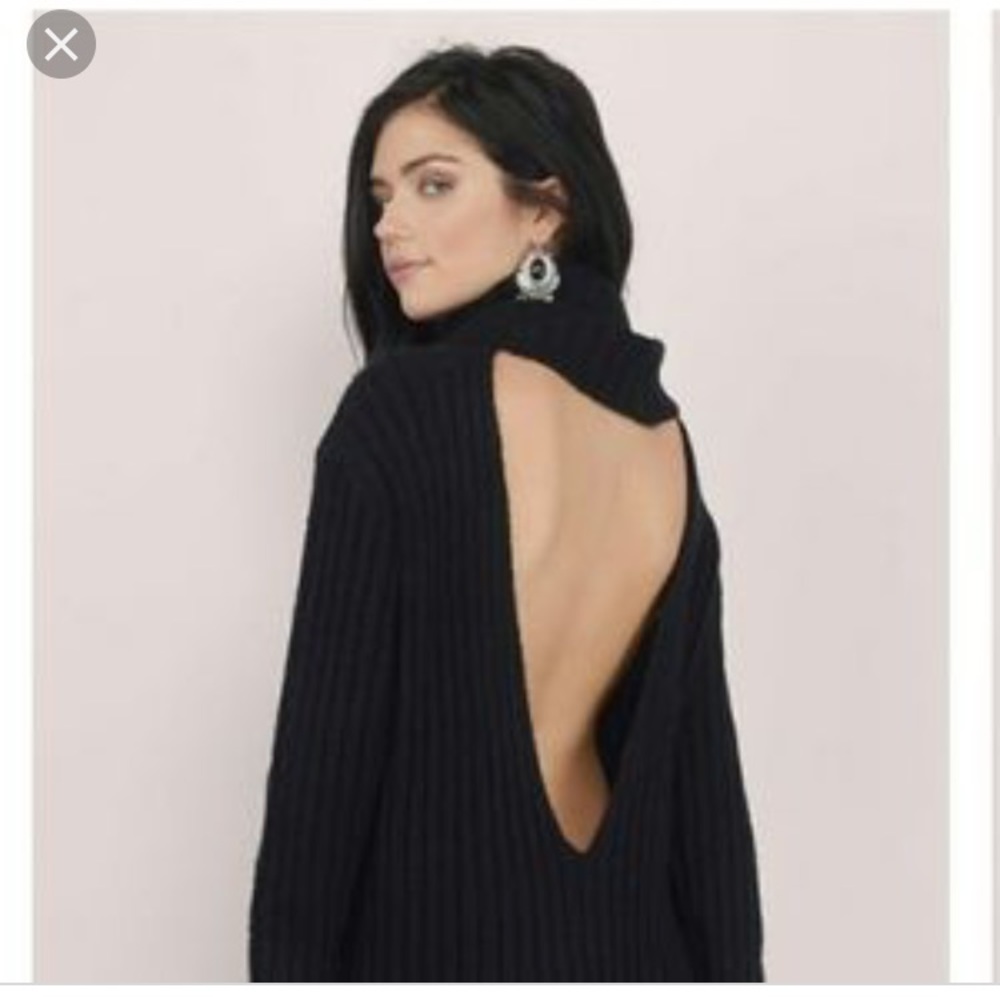 Sexy black backless sweater dress